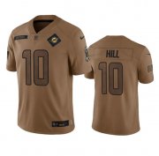 Wholesale Cheap Men's Miami Dolphins #10 Tyreek Hill 2023 Brown Salute To Service Limited Football Stitched Jersey