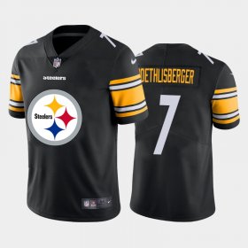 Wholesale Cheap Pittsburgh Steelers #7 Ben Roethlisberger Black Men\'s Nike Big Team Logo Vapor Limited NFL Jersey