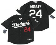 Wholesale Cheap Men's Los Angeles Dodgers #24 Kobe Bryant Black With KB Patch Stitched MLB Cool Base Nike Jersey