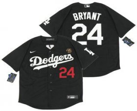 Wholesale Cheap Men\'s Los Angeles Dodgers #24 Kobe Bryant Black With KB Patch Stitched MLB Cool Base Nike Jersey
