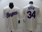 Wholesale Cheap Men's Texas Rangers #34 Nolan Ryan Cream Cooperstown Collection Cool Base Stitched Nike Jersey
