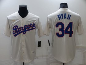 Wholesale Cheap Men\'s Texas Rangers #34 Nolan Ryan Cream Cooperstown Collection Cool Base Stitched Nike Jersey