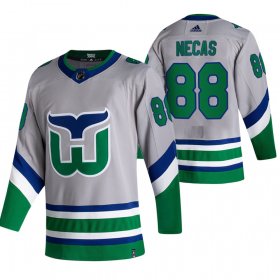 Wholesale Cheap Carolina Hurricanes #88 Martin Necas Grey Men\'s Adidas 2020-21 Reverse Retro Alternate NHL Jersey