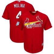 Wholesale Cheap Cardinals #4 Yadier Molina Red 2019 Spring Training Cool Base Stitched MLB Jersey
