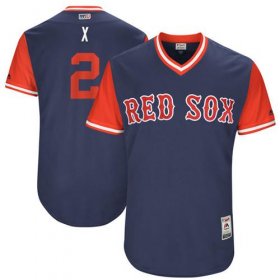 Wholesale Cheap Red Sox #2 Xander Bogaerts Navy \"X\" Players Weekend Authentic Stitched MLB Jersey