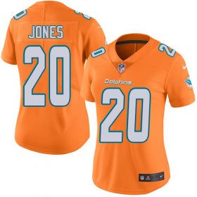 Wholesale Cheap Nike Dolphins #20 Reshad Jones Orange Women\'s Stitched NFL Limited Rush Jersey