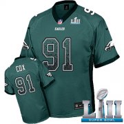Wholesale Cheap Nike Eagles #91 Fletcher Cox Midnight Green Team Color Super Bowl LII Men's Stitched NFL Elite Drift Fashion Jersey
