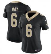 Cheap Women's New Orleans Saints #6 Willie Gay Black Vapor Football Stitched Game Jersey(Run Small)