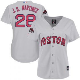 Wholesale Cheap Red Sox #28 J. D. Martinez Grey Road 2018 World Series Women\'s Stitched MLB Jersey
