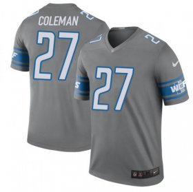 Wholesale Cheap Nike Lions #27 Justin Coleman Gray Men\'s Stitched NFL Limited Rush Jersey