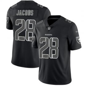 Wholesale Cheap Nike Raiders #28 Josh Jacobs Black Men\'s Stitched NFL Limited Rush Impact Jersey