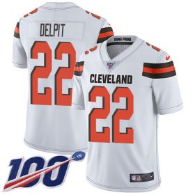 Wholesale Cheap Nike Browns #22 Grant Delpit White Men\'s Stitched NFL 100th Season Vapor Untouchable Limited Jersey