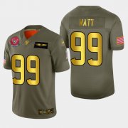 Wholesale Cheap Nike Texans #99 J.J. Watt Men's Olive Gold 2019 Salute to Service NFL 100 Limited Jersey