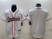 Wholesale Cheap Men's Arizona Cardinals Blank White With Patch Cool Base Stitched Baseball Jersey