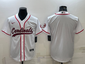 Wholesale Cheap Men\'s Arizona Cardinals Blank White With Patch Cool Base Stitched Baseball Jersey