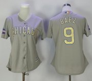 Wholesale Cheap Cubs #9 Javier Baez Grey 2017 Gold Program Cool Base Women's Stitched MLB Jersey