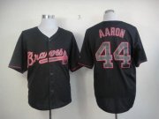 Wholesale Cheap Braves #44 Hank Aaron Black Fashion Stitched MLB Jersey