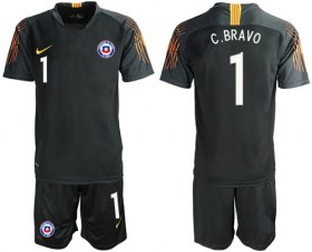 Wholesale Cheap Chile #1 C.Bravo Black Goalkeeper Soccer Country Jersey