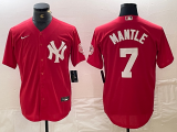 Cheap Men's New York Yankees #7 Mickey Mantle Red Fashion Cool Base Jersey