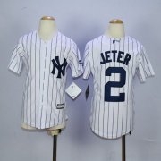Wholesale Cheap Yankees #2 Derek Jeter White Name Back Stitched Youth MLB Jersey