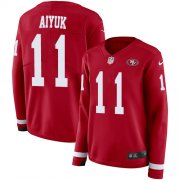 Wholesale Cheap Nike 49ers #11 Brandon Aiyuk Red Team Color Women's Stitched NFL Limited Therma Long Sleeve Jersey