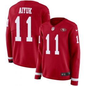 Wholesale Cheap Nike 49ers #11 Brandon Aiyuk Red Team Color Women\'s Stitched NFL Limited Therma Long Sleeve Jersey