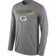 Wholesale Cheap Men's Green Bay Packers Nike Heather Gray Legend Staff Practice Long Sleeves Performance T-Shirt