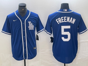 Cheap Men's Los Angeles Dodgers #5 Freddie Freeman Blue Cool Base Stitched Baseball Jersey