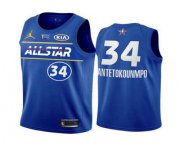 Wholesale Cheap Men's 2021 All-Star #34 Giannis Antetokounmpo Blue Eastern Conference Stitched NBA Jersey