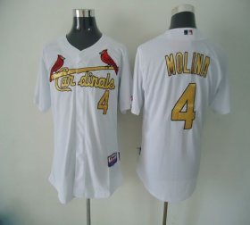 Wholesale Cheap Cardinals #4 Yadier Molina White(Gold No.) Cool Base Stitched MLB Jersey