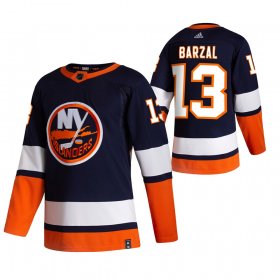 Wholesale Cheap New York Islanders #13 Mathew Barzal Navy Blue Men\'s Adidas 2020-21 Reverse Retro Alternate NHL Jersey