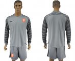 Wholesale Cheap Holland Blank Grey Goalkeeper Long Sleeves Soccer Country Jersey