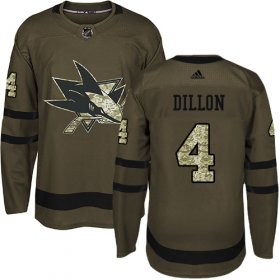 Wholesale Cheap Adidas Sharks #4 Brenden Dillon Green Salute to Service Stitched NHL Jersey