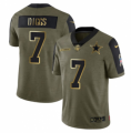 Wholesale Cheap Men's Olive Dallas Cowboys #7 Trevon Diggs 2021 Salute To Service Golden Limited Stitched Jersey