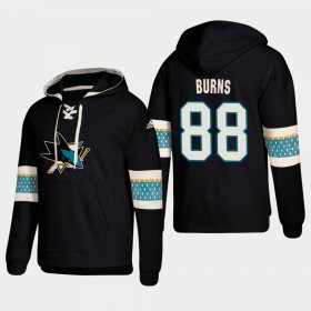 Wholesale Cheap San Jose Sharks #88 Brent Burns Black adidas Lace-Up Pullover Hoodie