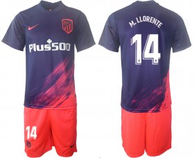 Wholesale Cheap Men 2021-2022 Club Atletico Madrid away purple 14 Soccer Jersey
