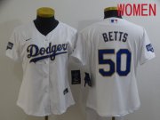 Wholesale Cheap Women Los Angeles Dodgers 50 Betts White Game 2021 Nike MLB Jerseys