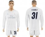 Wholesale Cheap Real Madrid #31 R.Yanez Marine Environmental Protection Home Long Sleeves Soccer Club Jersey
