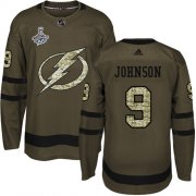Cheap Adidas Lightning #9 Tyler Johnson Green Salute to Service Youth 2020 Stanley Cup Champions Stitched NHL Jersey