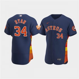 Wholesale Cheap Men\'s Houston Astros #34 Nolan Ryan Navy 60th Anniversary Flex Base Stitched Baseball Jersey