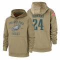 Wholesale Cheap Philadelphia Eagles #24 Jordan Howard Nike Tan 2019 Salute To Service Name & Number Sideline Therma Pullover Hoodie
