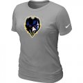 Wholesale Cheap Women's Baltimore Ravens Team Logo T-Shirt Light Grey