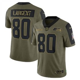 Wholesale Cheap Men\'s Seattle Seahawks #80 Steve Largent Nike Olive 2021 Salute To Service Retired Player Limited Jersey