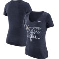 Wholesale Cheap Tampa Bay Rays Nike Women's Practice 1.7 Tri-Blend V-Neck T-Shirt Heathered Navy