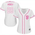 Wholesale Cheap Giants #28 Buster Posey White/Pink Fashion Women's Stitched MLB Jersey