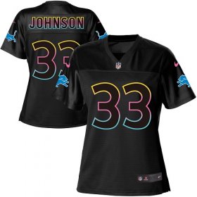 Wholesale Cheap Nike Lions #33 Kerryon Johnson Black Women\'s NFL Fashion Game Jersey