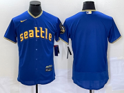 Wholesale Cheap Men's Seattle Mariners Blank Blue 2023 City Connect Flex Base Stitched Jersey