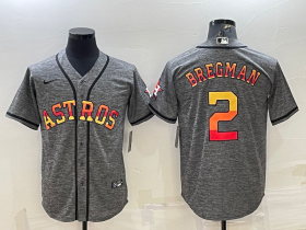 Wholesale Cheap Men\'s Houston Astros #2 Alex Bregman Grey With Patch Cool Base Stitched Baseball Jersey