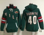 Wholesale Cheap Minnesota Wild #40 Devan Dubnyk Green Women's Old Time Heidi NHL Hoodie