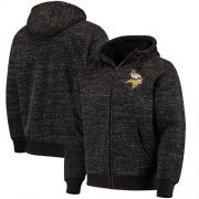 Wholesale Cheap Minnesota Vikings G-III Sports by Carl Banks Discovery Sherpa Heathered Black Full-Zip Jacket